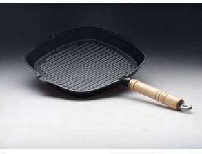 Сковорода-гриль 270х270мм чугун деревянная ручка носик Luxstahl 1563 Сковорода-гриль 270х270мм чугун деревянная ручка носик Luxstahl 1563